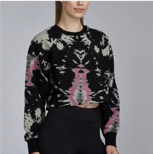 NOLI YOGA Cropped Crewneck Pullover Sweatshirt Tie Dye, Size Small
